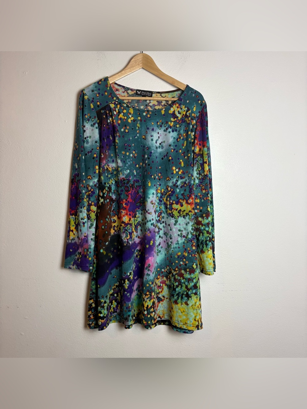 Papillon Colorful Artistic Abstract Stretch Tunic Dress Size Women’s Large